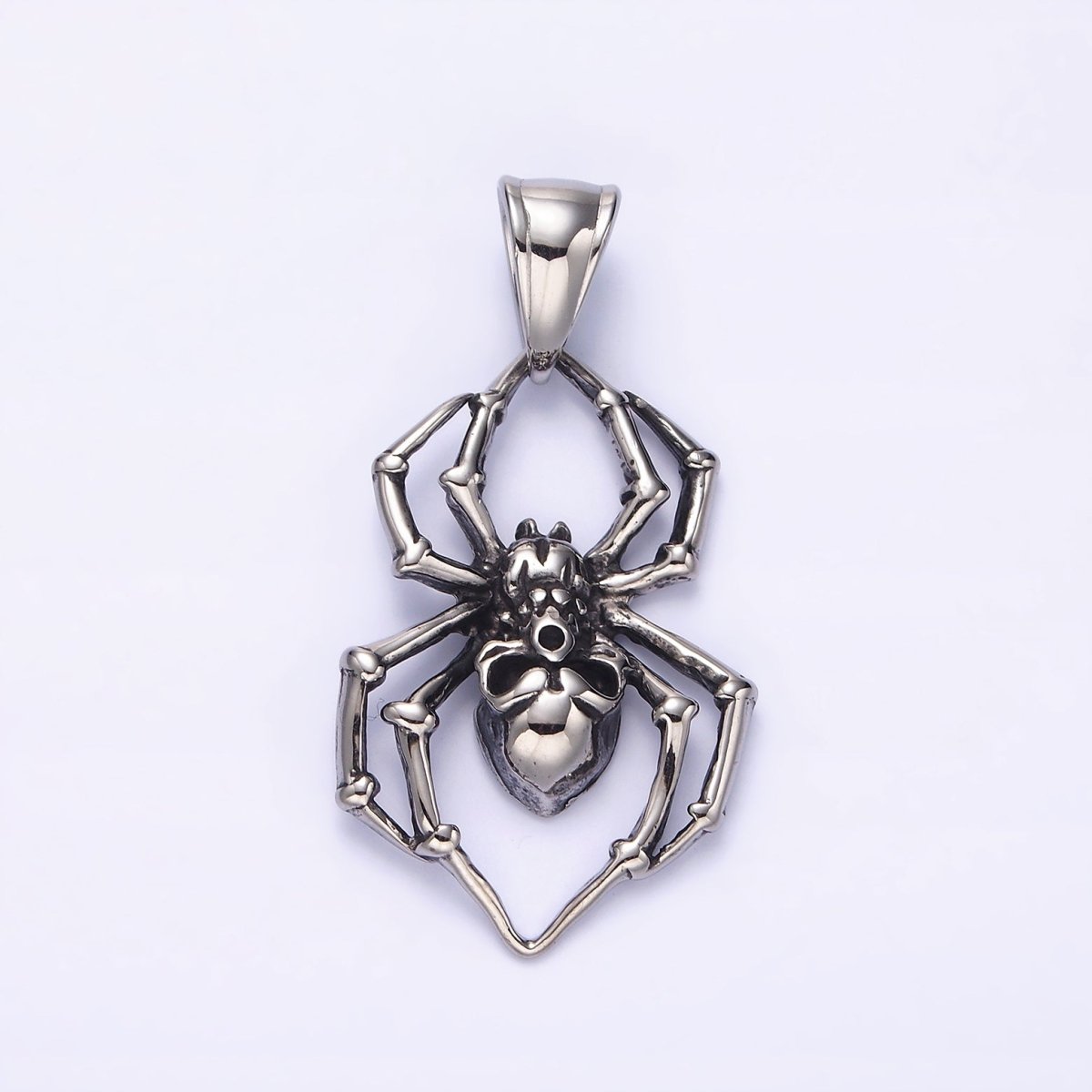 Stainless Steel 41mm Skull Skeleton Spider Insect Pendant in Gold & Silver | P-739
