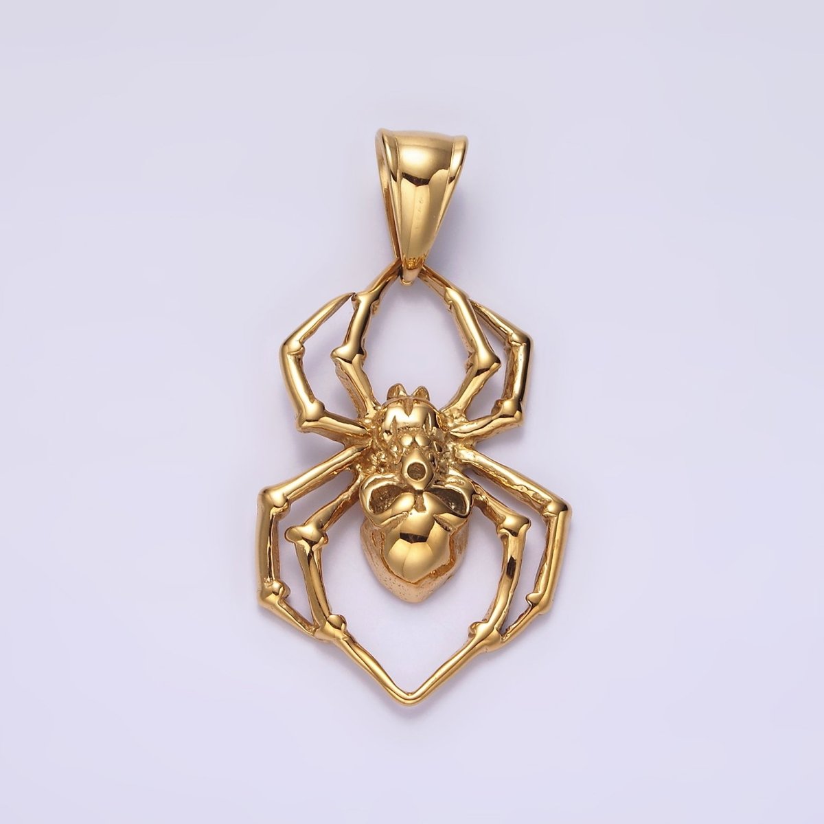 Stainless Steel 41mm Skull Skeleton Spider Insect Pendant in Gold & Silver | P-739