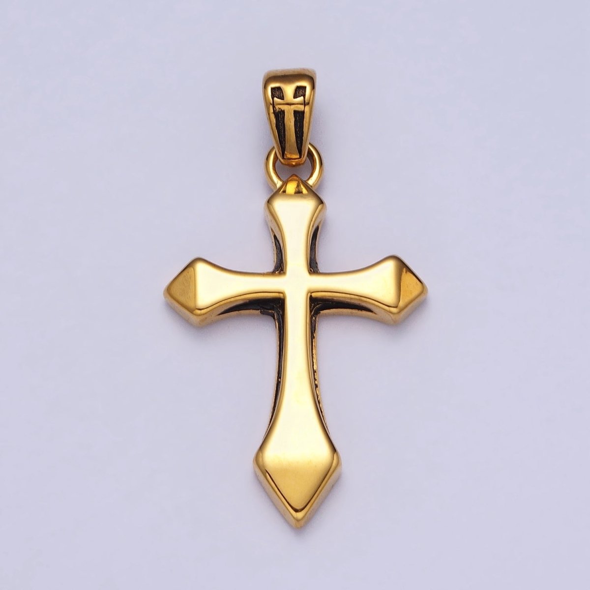 Stainless Steel 42.7mm Passion Cross Bail Religious Pendant in Gold & Silver J-393 J-406