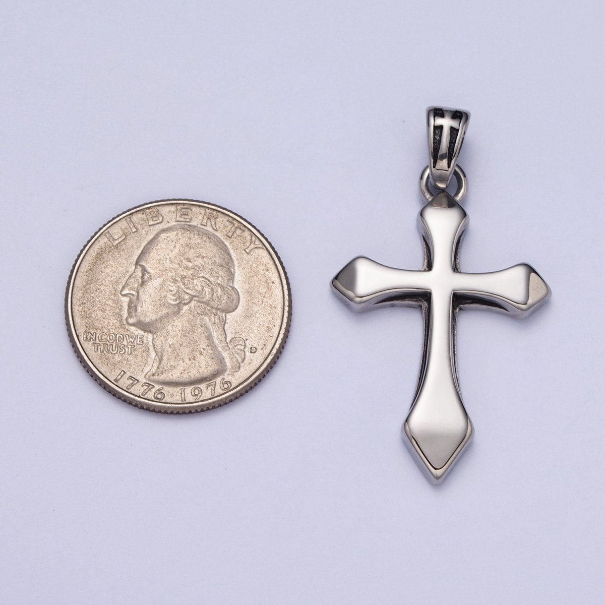 Stainless Steel 42.7mm Passion Cross Bail Religious Pendant in Gold & Silver J-393 J-406