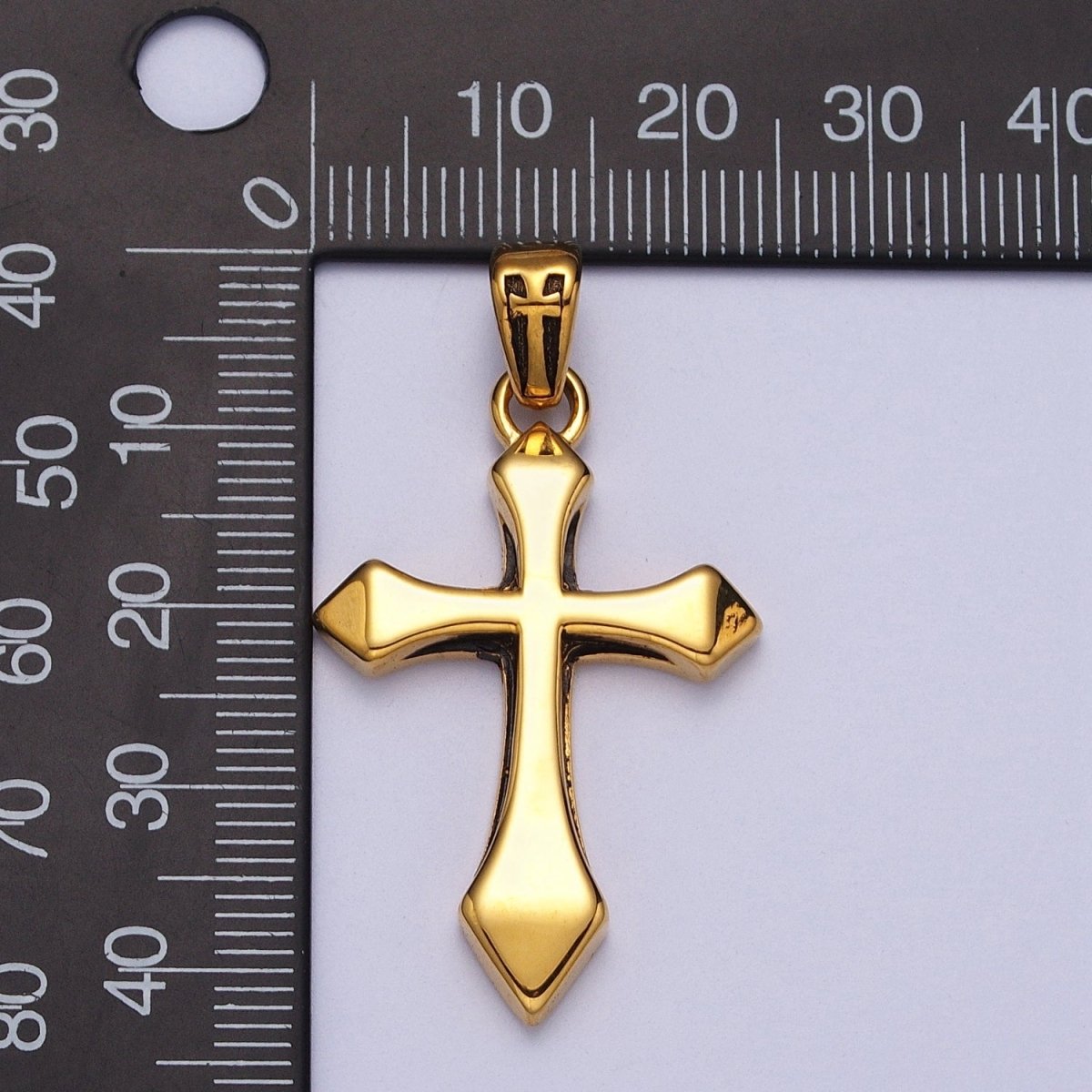 Stainless Steel 42.7mm Passion Cross Bail Religious Pendant in Gold & Silver J-393 J-406