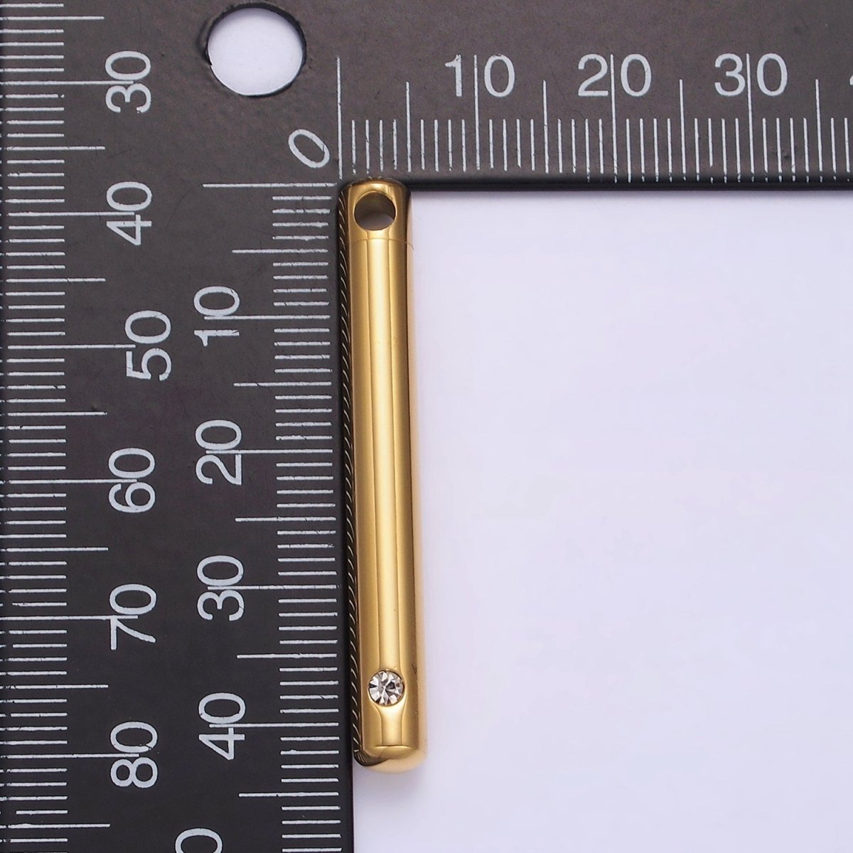 Stainless Steel 43.5mm Clear CZ Cylinder Tube Container Pendant in Silver, Gold, Black | P-720 ~ P-722