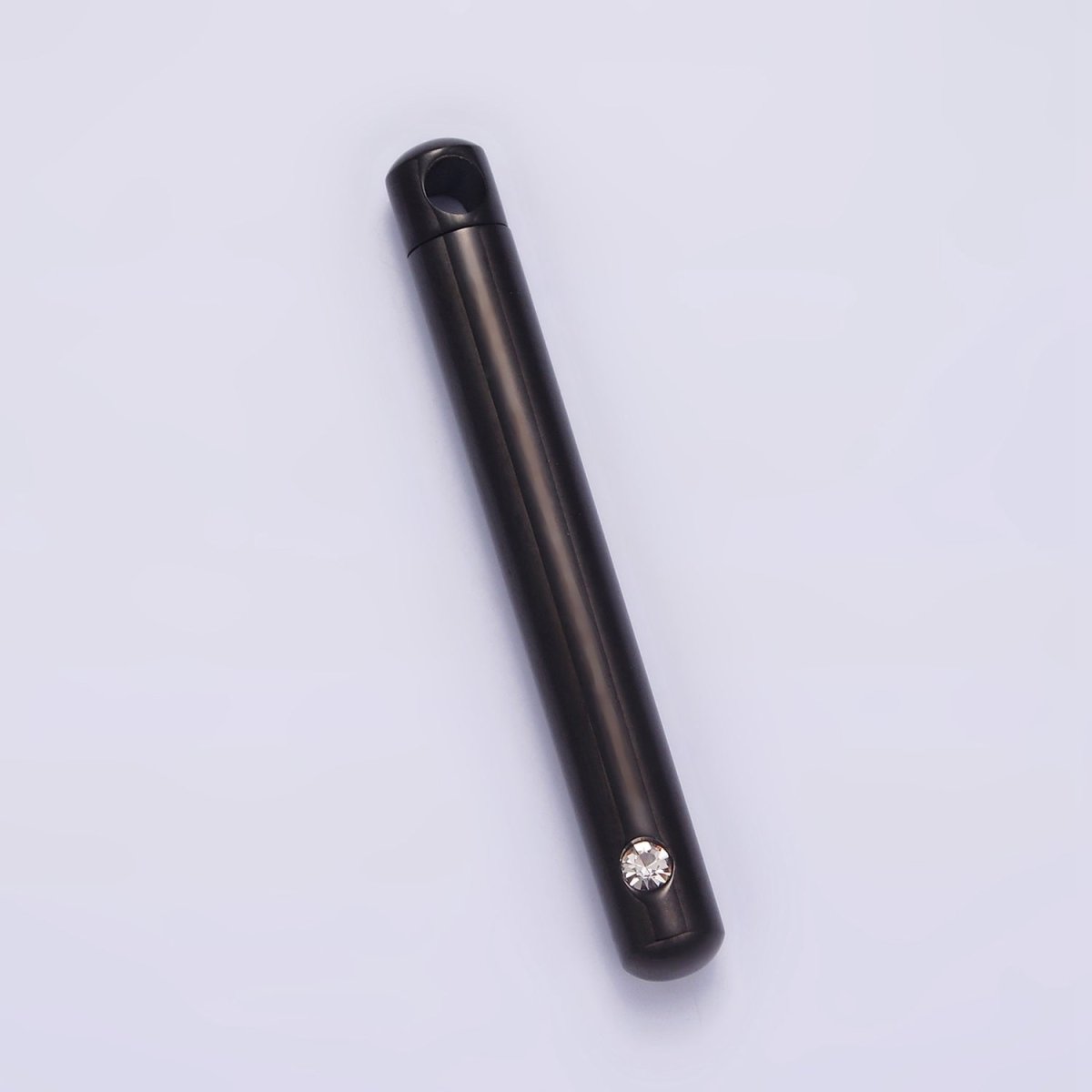Stainless Steel 43.5mm Clear CZ Cylinder Tube Container Pendant in Silver, Gold, Black | P-720 ~ P-722