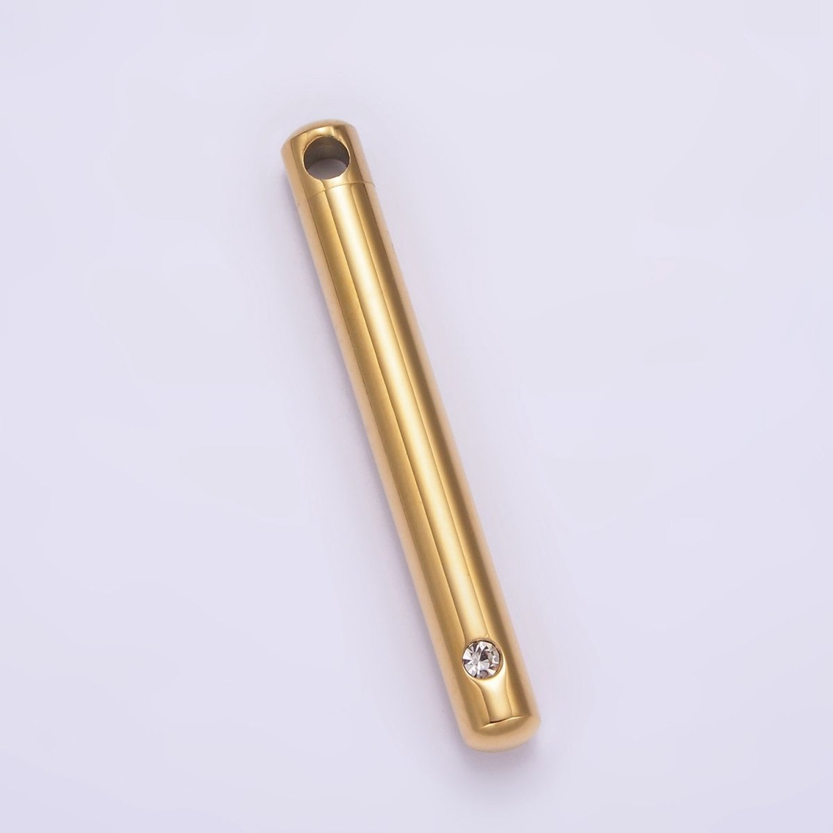Stainless Steel 43.5mm Clear CZ Cylinder Tube Container Pendant in Silver, Gold, Black | P-720 ~ P-722