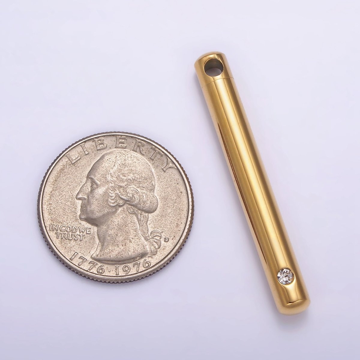 Stainless Steel 43.5mm Clear CZ Cylinder Tube Container Pendant in Silver, Gold, Black | P-720 ~ P-722