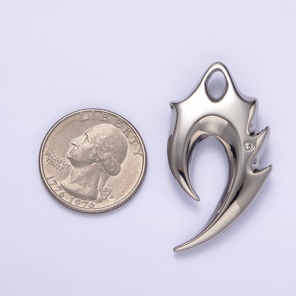 OS Stainless Steel 44mm Curved Edged Hook Pendant | P-794