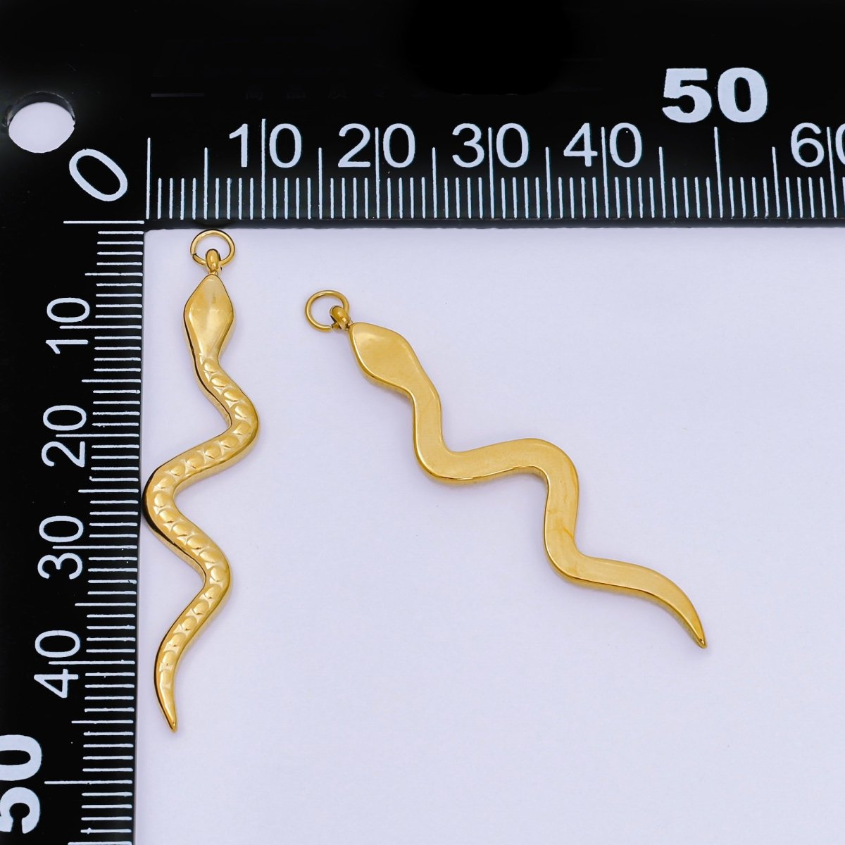 Stainless Steel 45mm Dotted Slither Snake Serpent Charm | P1045 - DLUXCA