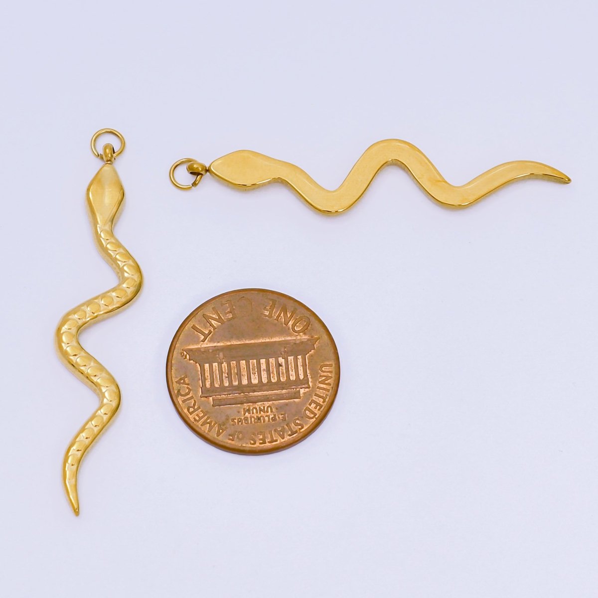 Stainless Steel 45mm Dotted Slither Snake Serpent Charm | P1045 - DLUXCA