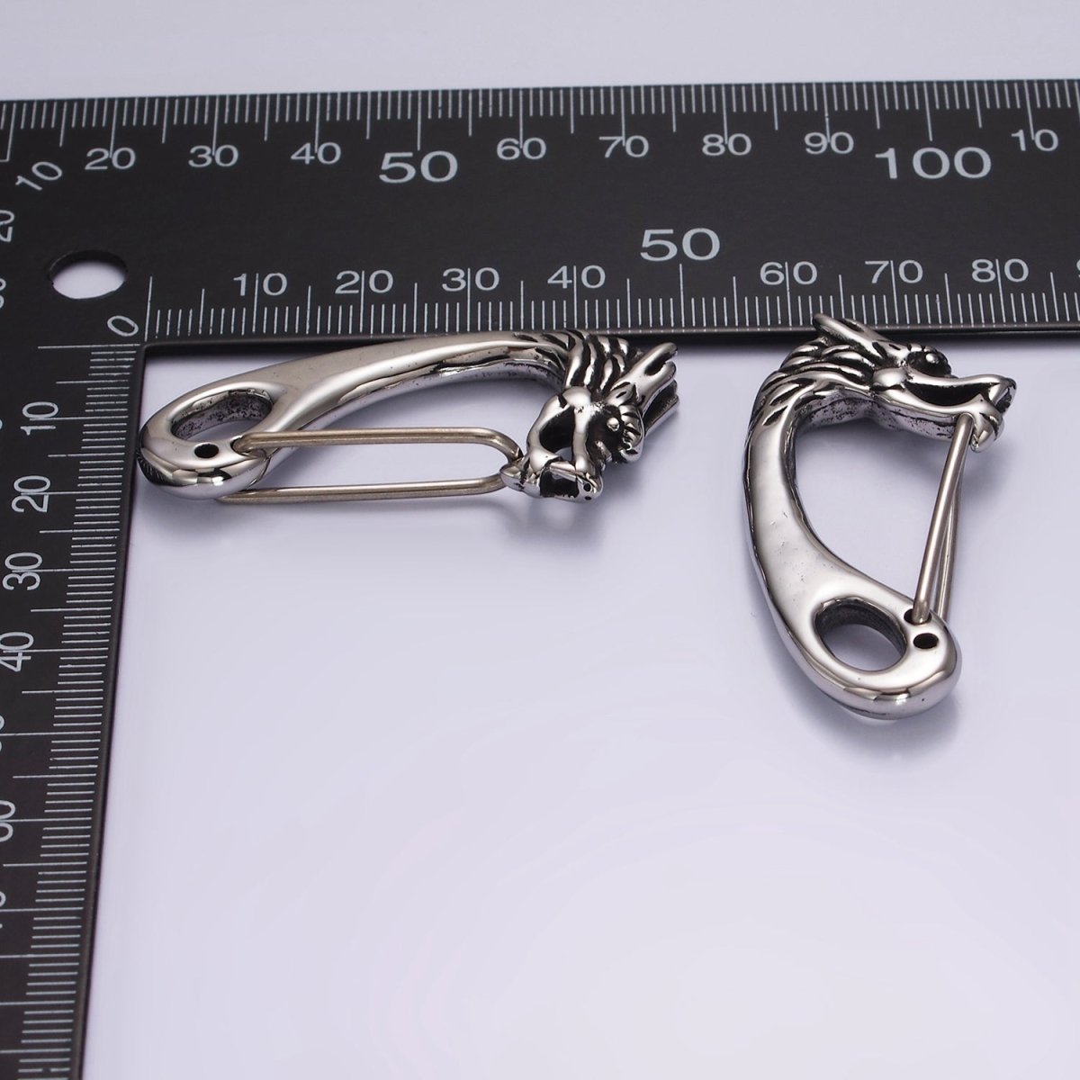 Stainless Steel 45mm Dragon Animal Head Carabiner Snap Hook Finding | Z668 - DLUXCA