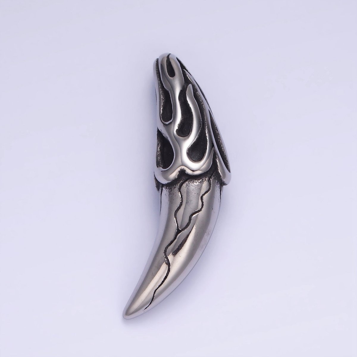 Stainless Steel 45mm Edged Flame Tusk Charm | P944 - DLUXCA