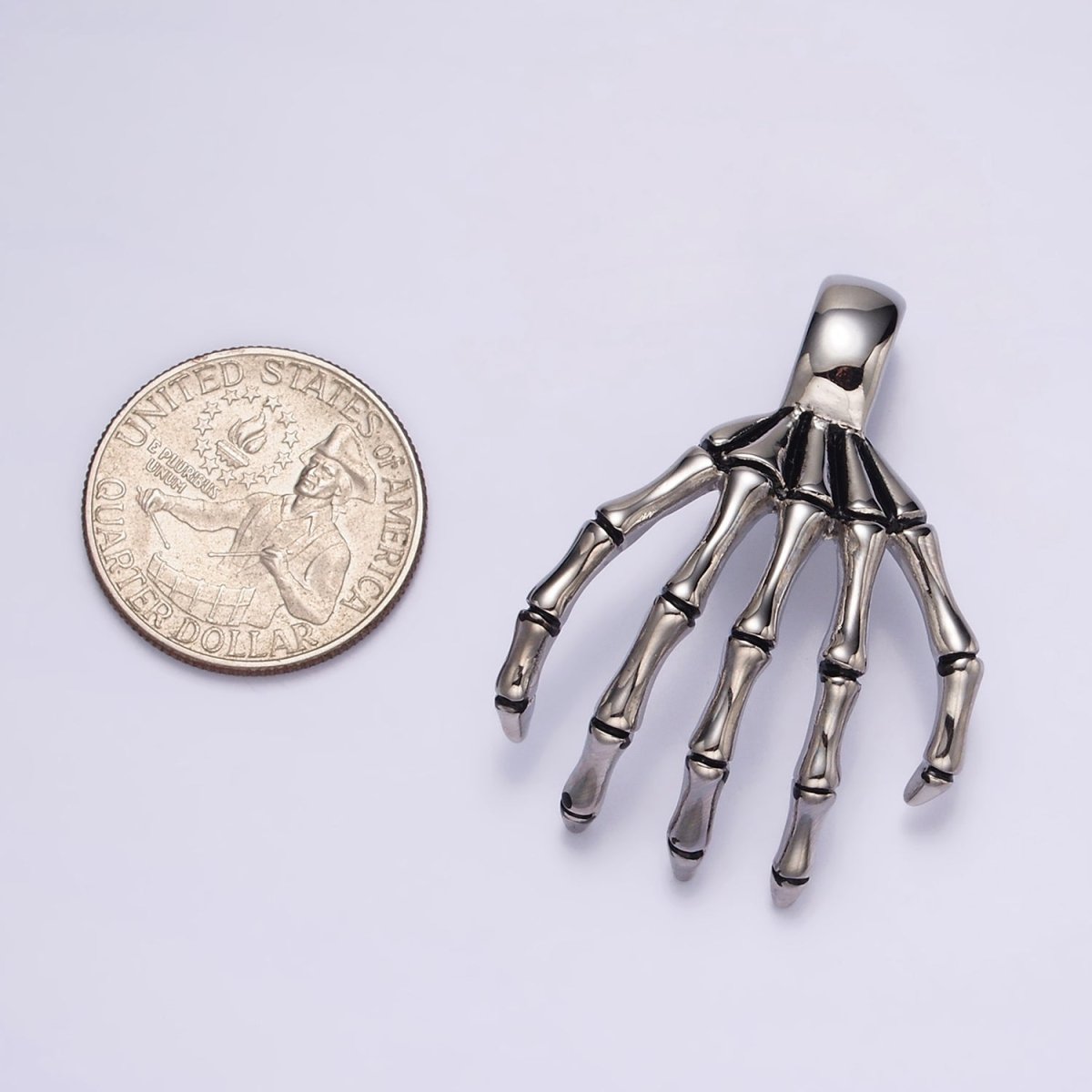 Stainless Steel 45mm Long Skeleton Bone Hands Horror Halloween Charm P-552 - DLUXCA