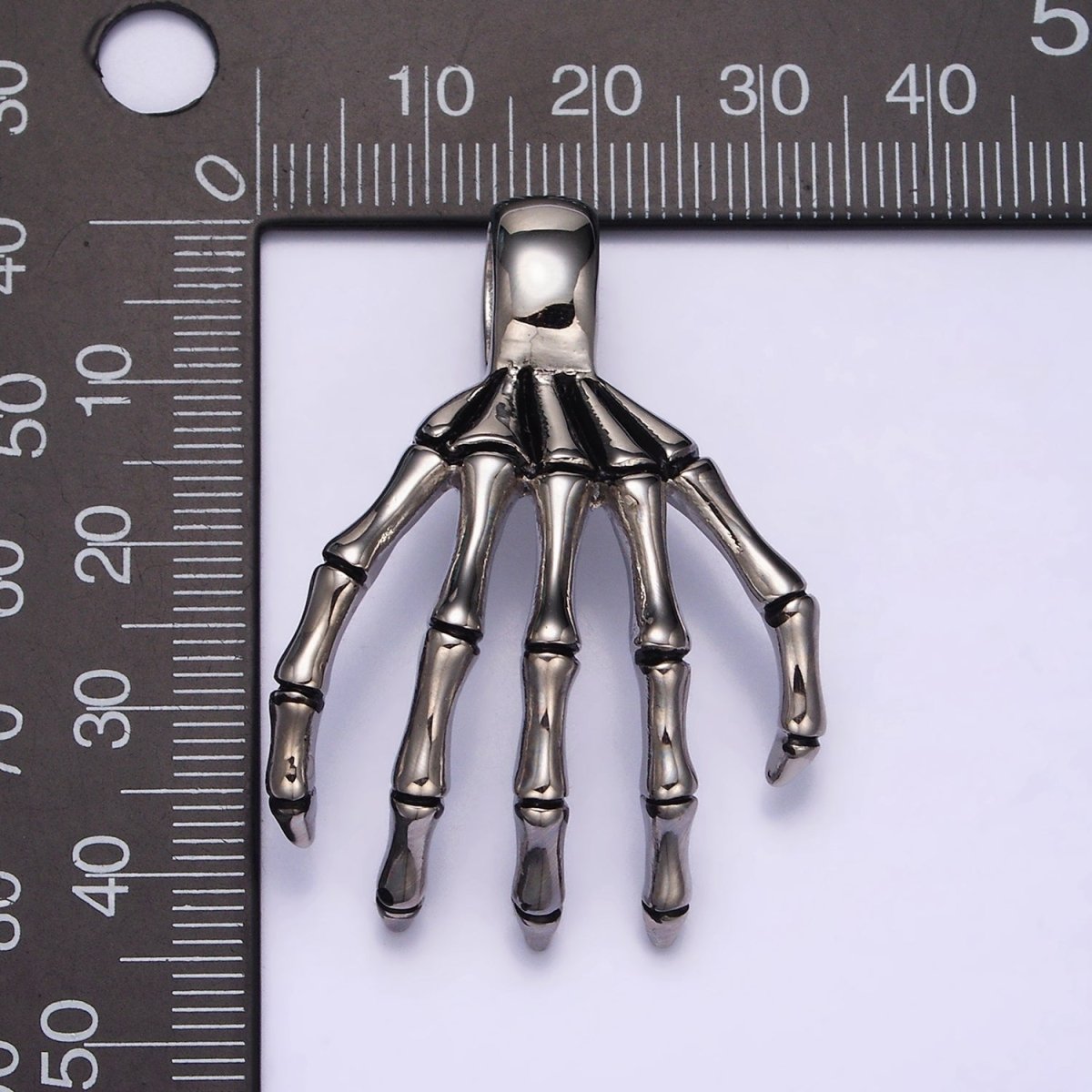 Stainless Steel 45mm Long Skeleton Bone Hands Horror Halloween Charm P-552 - DLUXCA