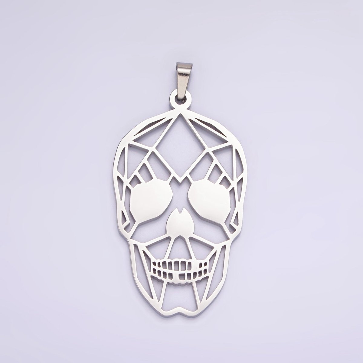 Stainless Steel 45mm Open Geometric Skeleton Skull Pendant in Gold & Silver | P-848