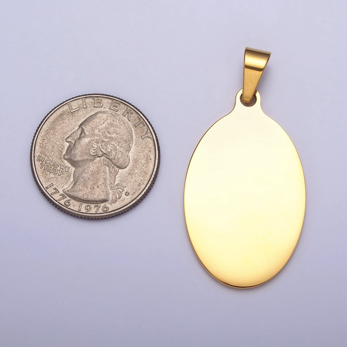 Stainless Steel 46.5mm Oval Personalized Pendant in Gold & Silver J-563 J-566