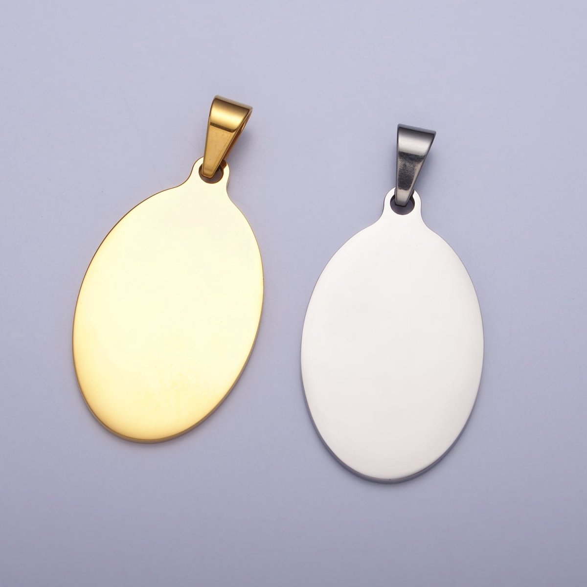 Stainless Steel 46.5mm Oval Personalized Pendant in Gold & Silver J-563 J-566