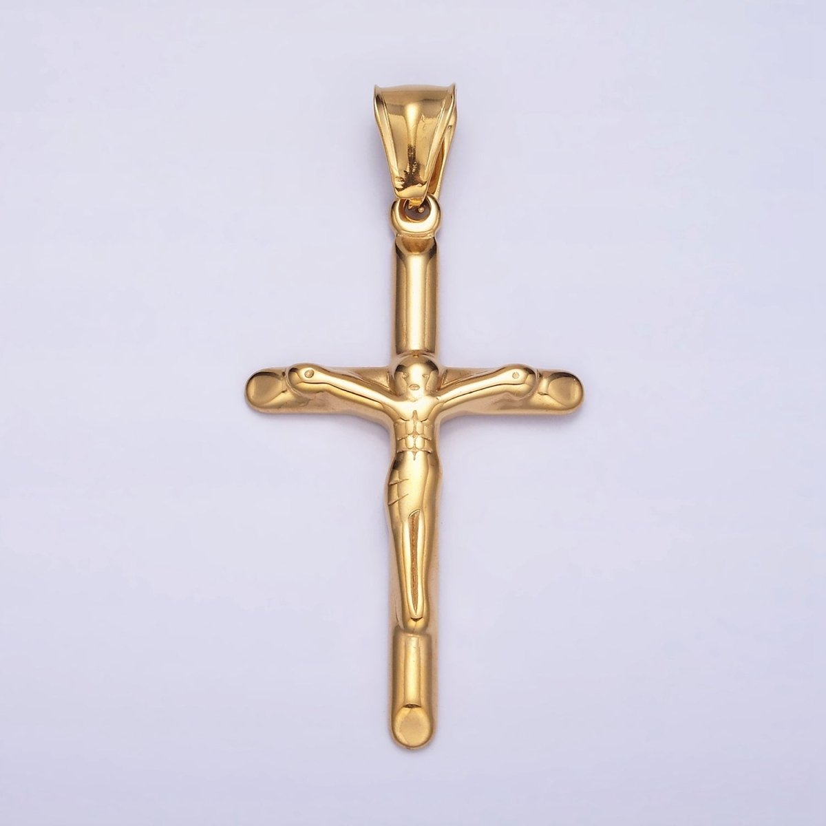 Stainless Steel 46.7mm, 38.7mm Edged Religious Jesus Crucifix Cross Pendant | P1167 P1168