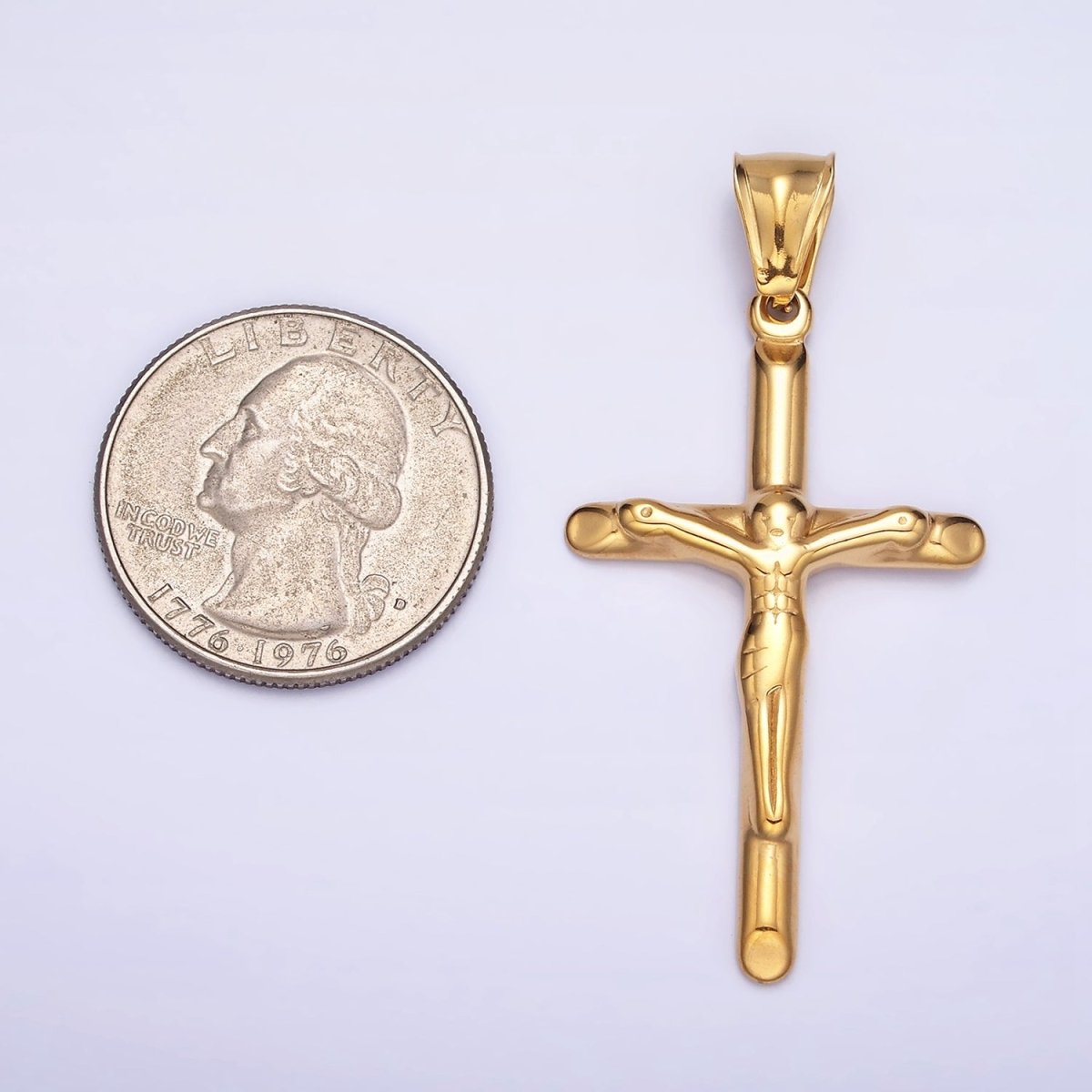 Stainless Steel 46.7mm, 38.7mm Edged Religious Jesus Crucifix Cross Pendant | P1167 P1168