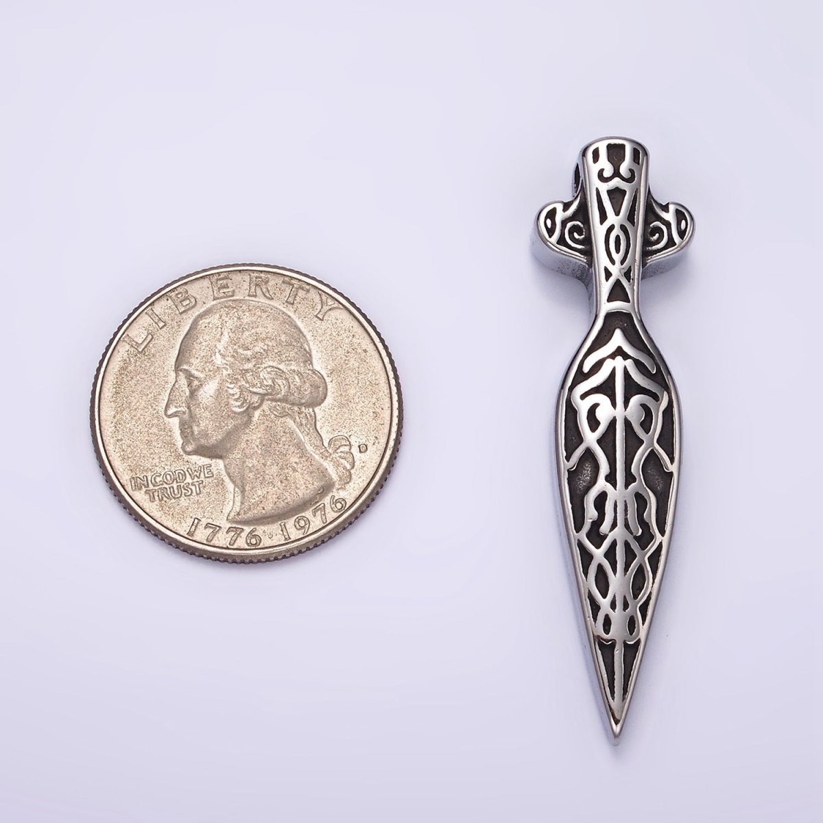 Stainless Steel 47mm Artisan Sword Dagger Knife Weapon Pendant | P1362 - DLUXCA