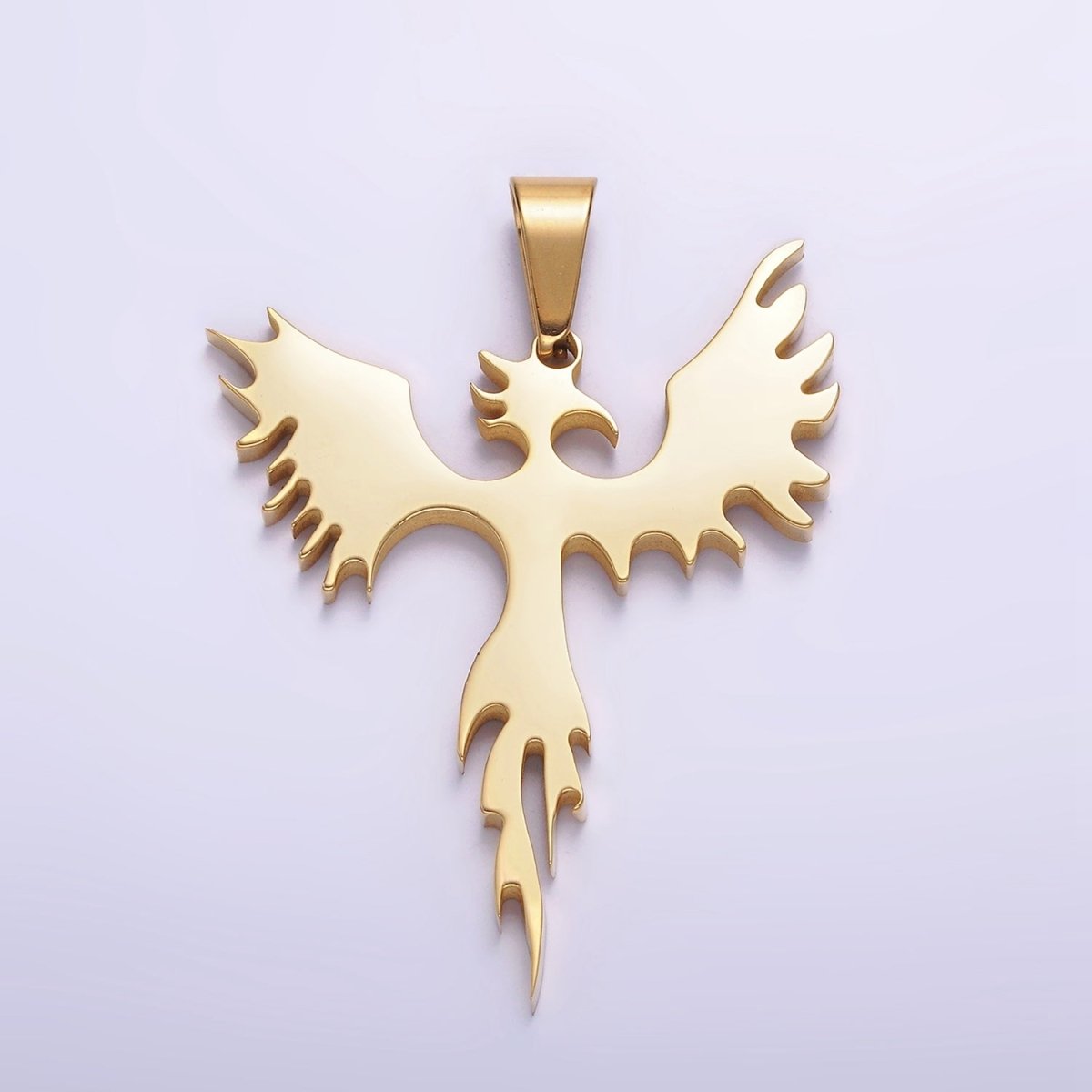 Stainless Steel 47mm Phoenix Bird Fire Pedant in Gold, Black, Silver | P-713