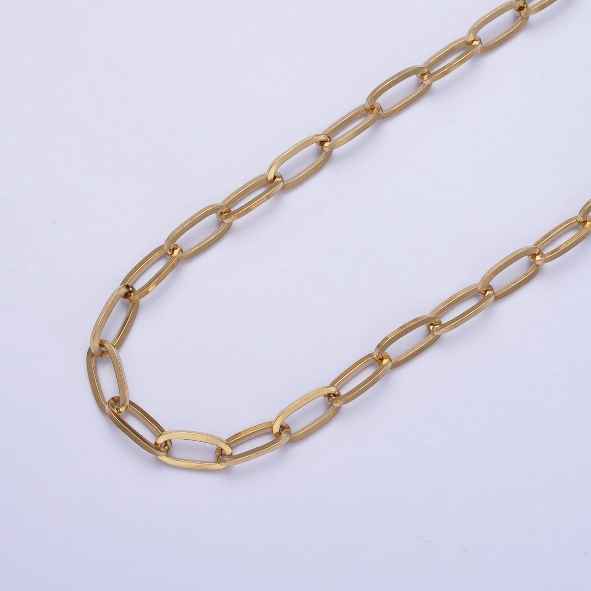 Stainless Steel 4.8mm Paperclip Unfinished Tarnish-Free Chain by Yard in Gold & Silver | ROLL-1358 ROLL-1359 Clearance Pricing