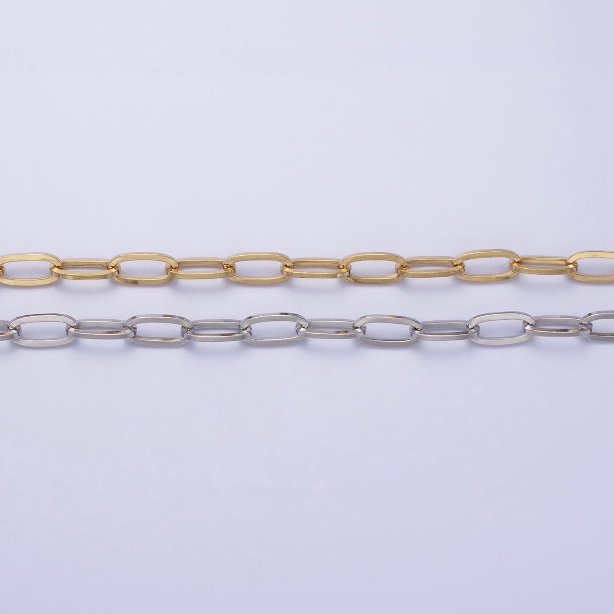 Stainless Steel 4.8mm Paperclip Unfinished Tarnish-Free Chain by Yard in Gold & Silver | ROLL-1358 ROLL-1359 Clearance Pricing