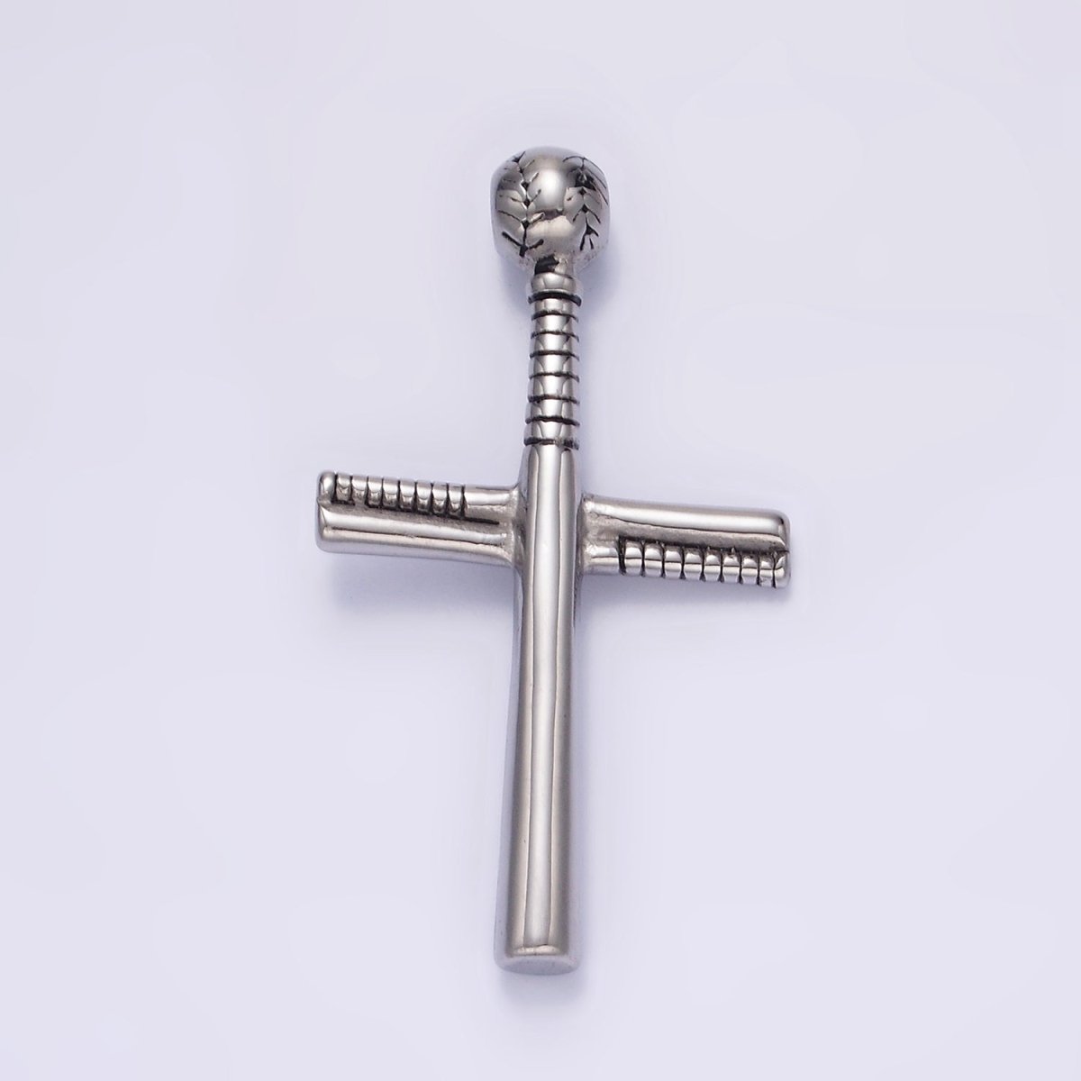 Stainless Steel 50.5mm Baseball-Themed Cross Pendant in Gold, Black, Silver | P-732