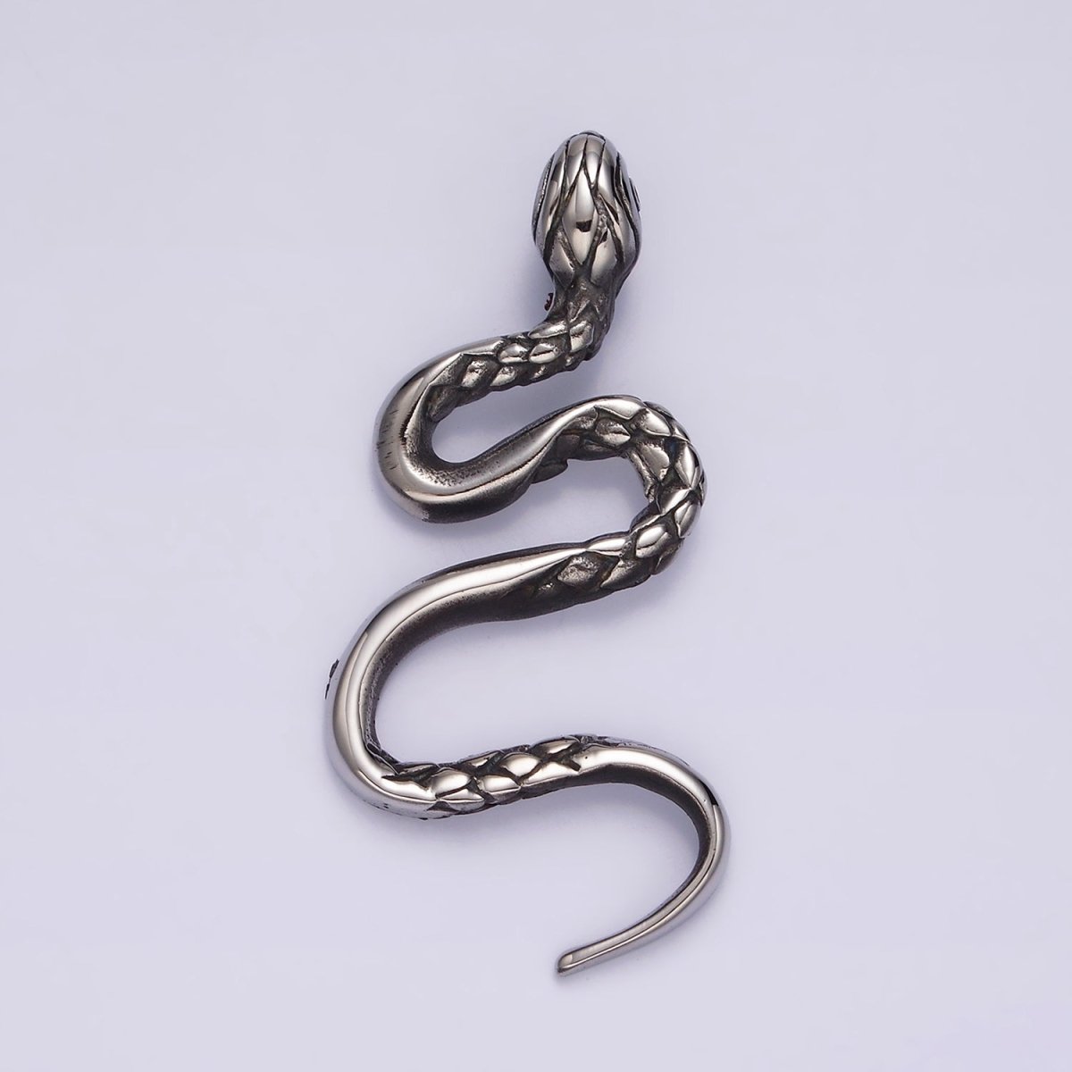 Stainless Steel 50.5mm Slithering Serpent Snake Scale-Textured Pendant | P-760