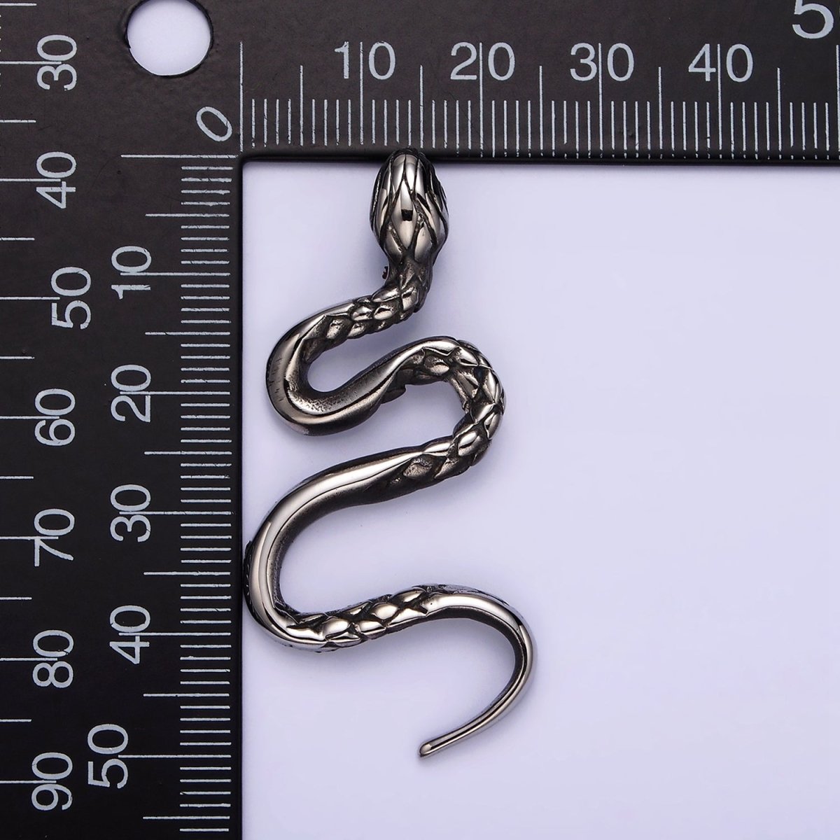 Stainless Steel 50.5mm Slithering Serpent Snake Scale-Textured Pendant | P-760