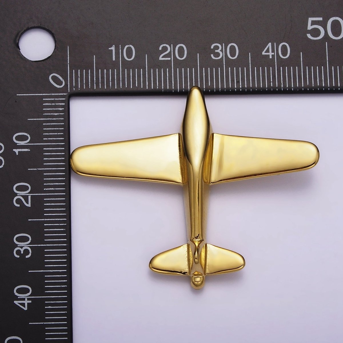 Stainless Steel 50mm Gold Airplane Flying Aircraft Statement Pendant P-589