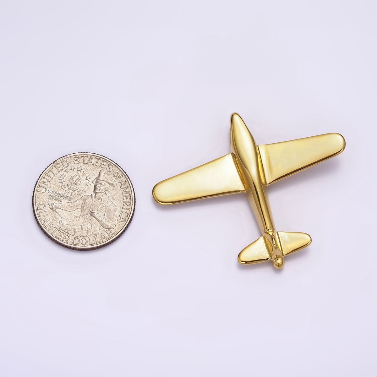 Stainless Steel 50mm Gold Airplane Flying Aircraft Statement Pendant P-589