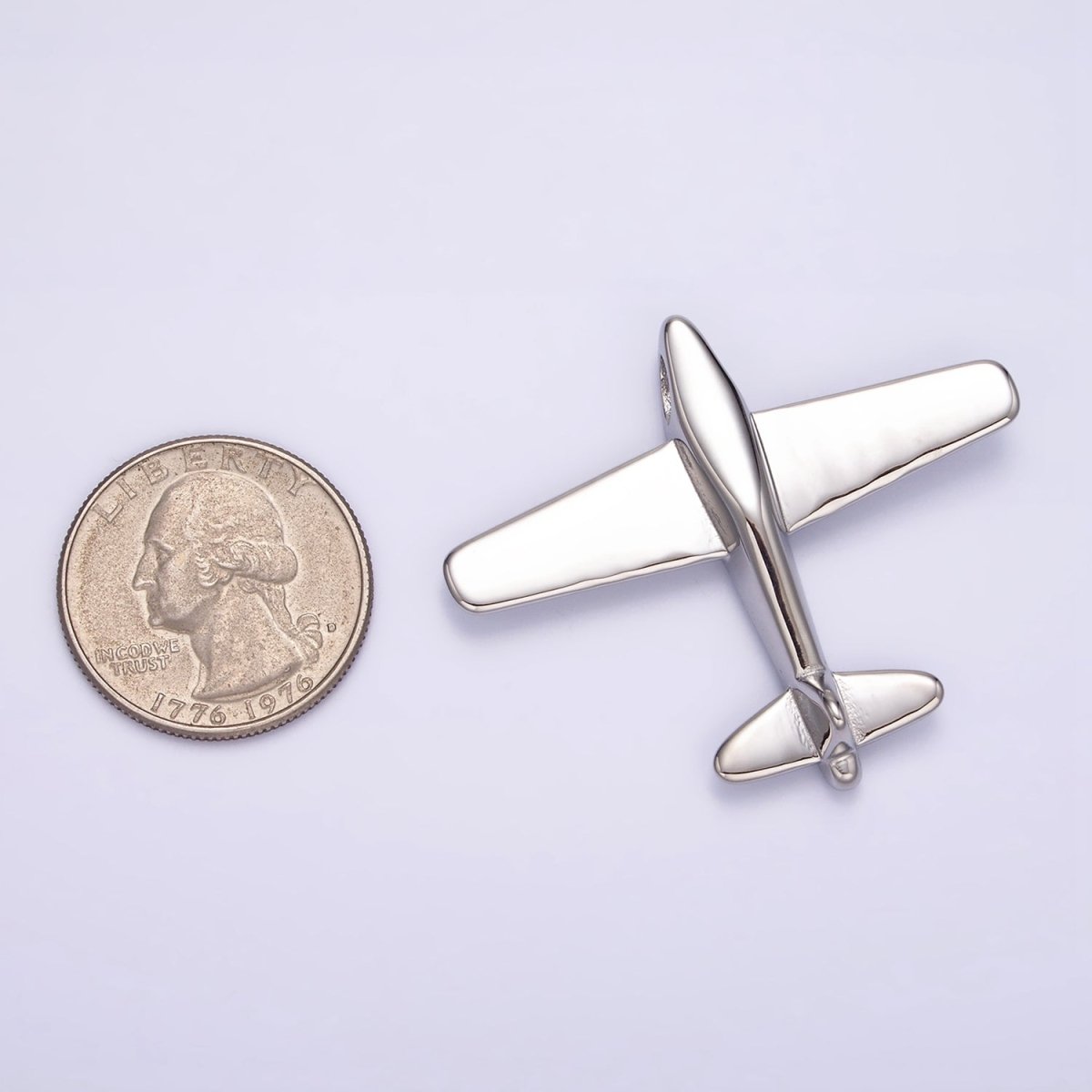 Stainless Steel 50mm Silver Airplane Flying Aircraft Statement Pendant  P-590