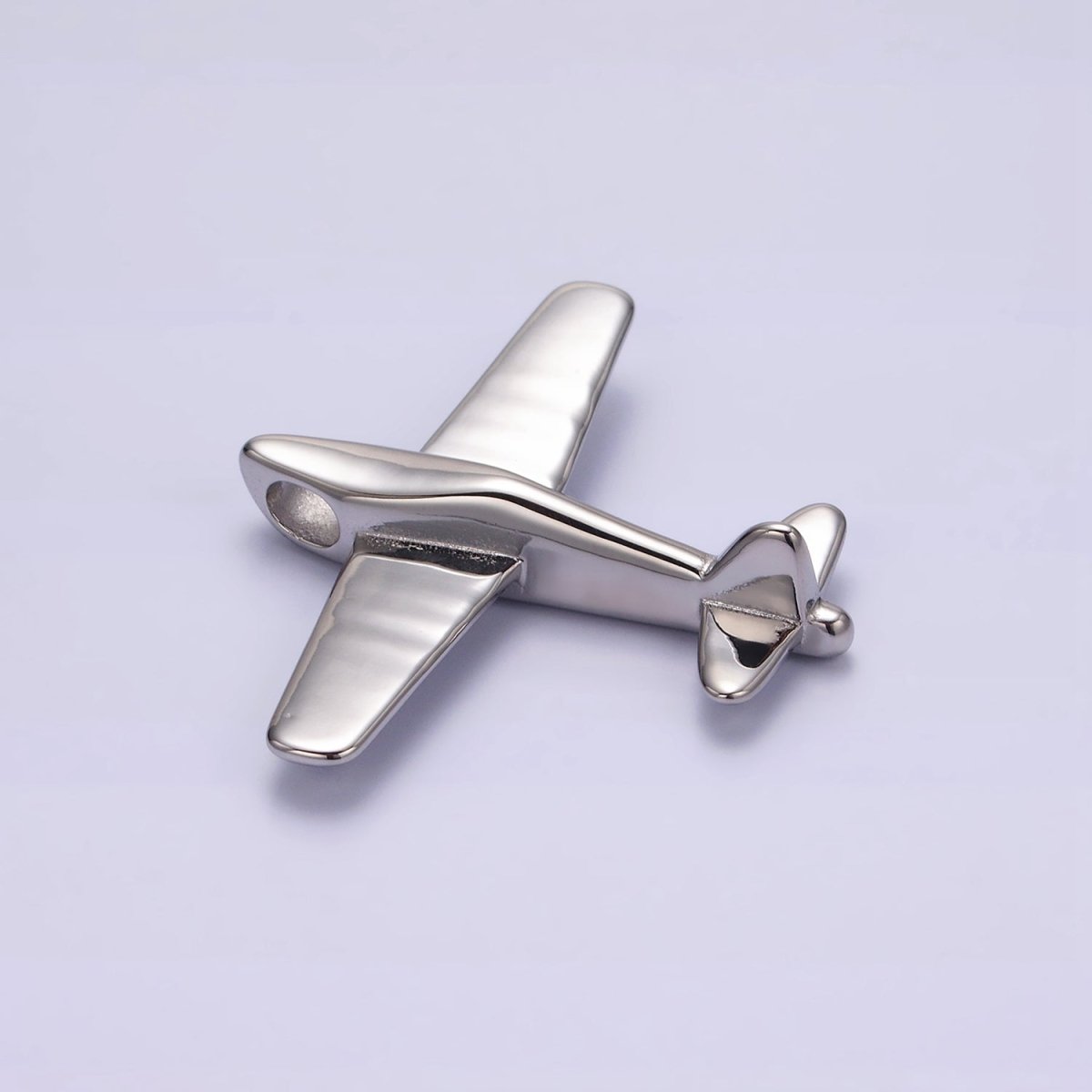 Stainless Steel 50mm Silver Airplane Flying Aircraft Statement Pendant  P-590
