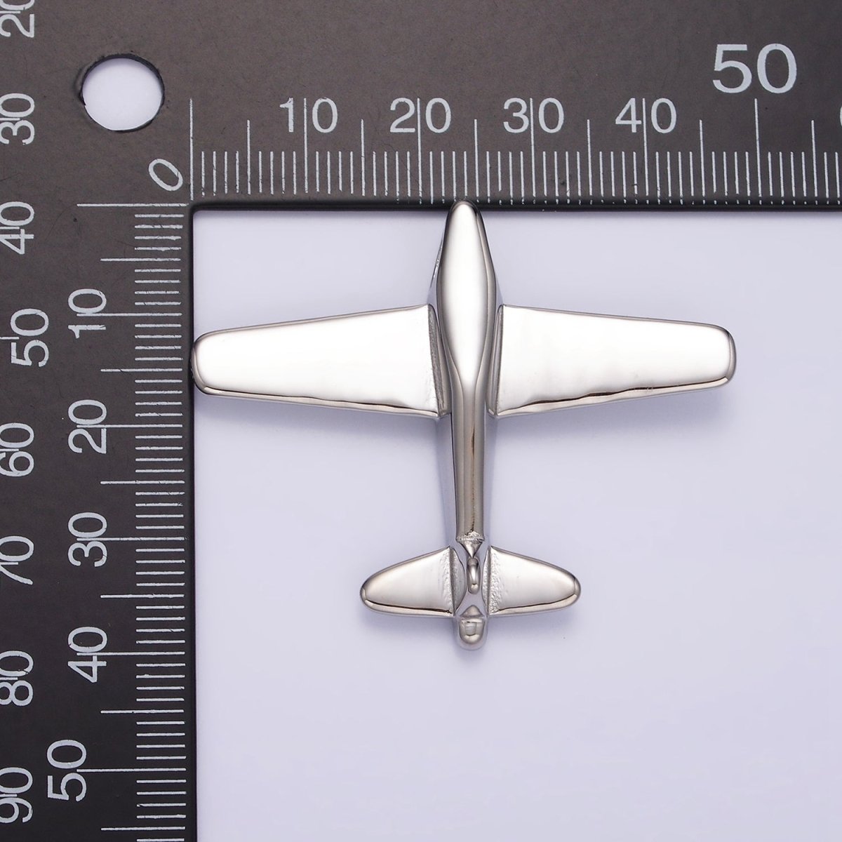 Stainless Steel 50mm Silver Airplane Flying Aircraft Statement Pendant  P-590
