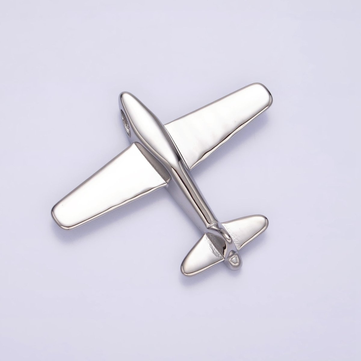 Stainless Steel 50mm Silver Airplane Flying Aircraft Statement Pendant  P-590