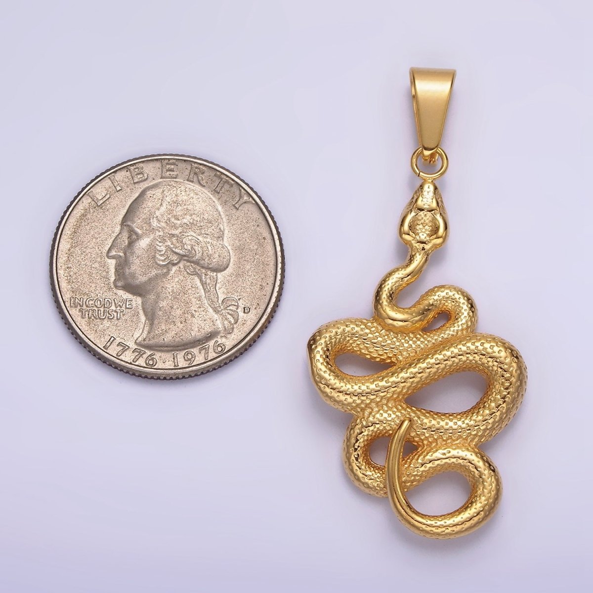 Stainless Steel 50mm Snake Slithering Serpent Textured Pendant in Silver & Gold | P-716 P-717