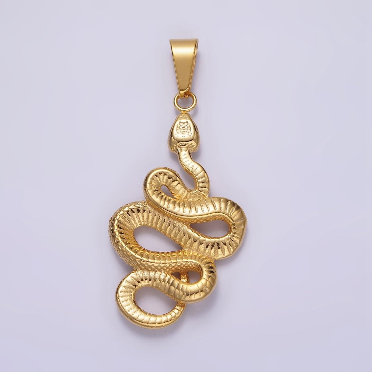 Stainless Steel 50mm Snake Slithering Serpent Textured Pendant in Silver & Gold | P-716 P-717