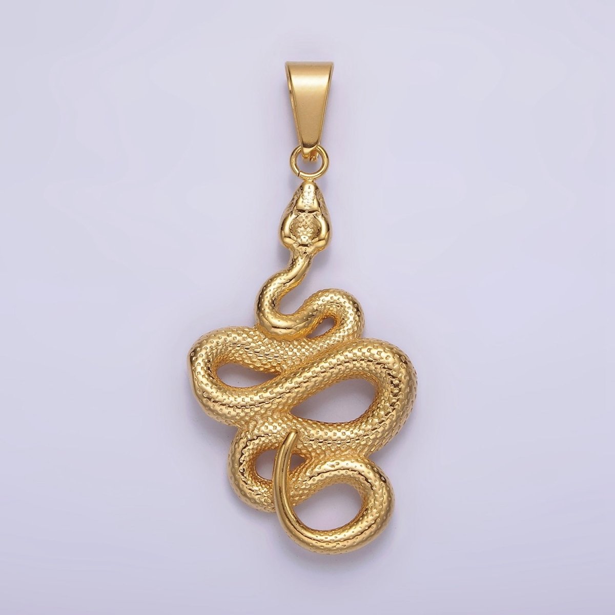 Stainless Steel 50mm Snake Slithering Serpent Textured Pendant in Silver & Gold | P-716 P-717