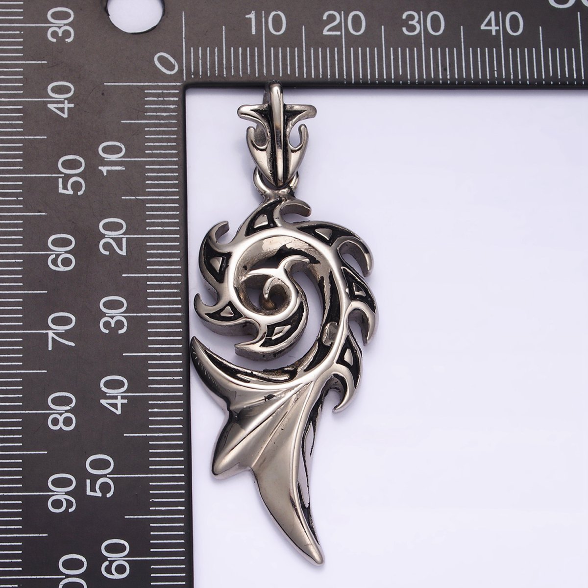 Stainless Steel 50mm Spiral Curved Celestial Sun Ray Pendant | O-826 - DLUXCA