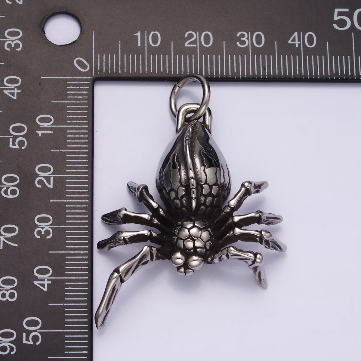 Stainless Steel 50mm Tarantula Spider Crawl Charm Halloween Jewelry P-616 - DLUXCA