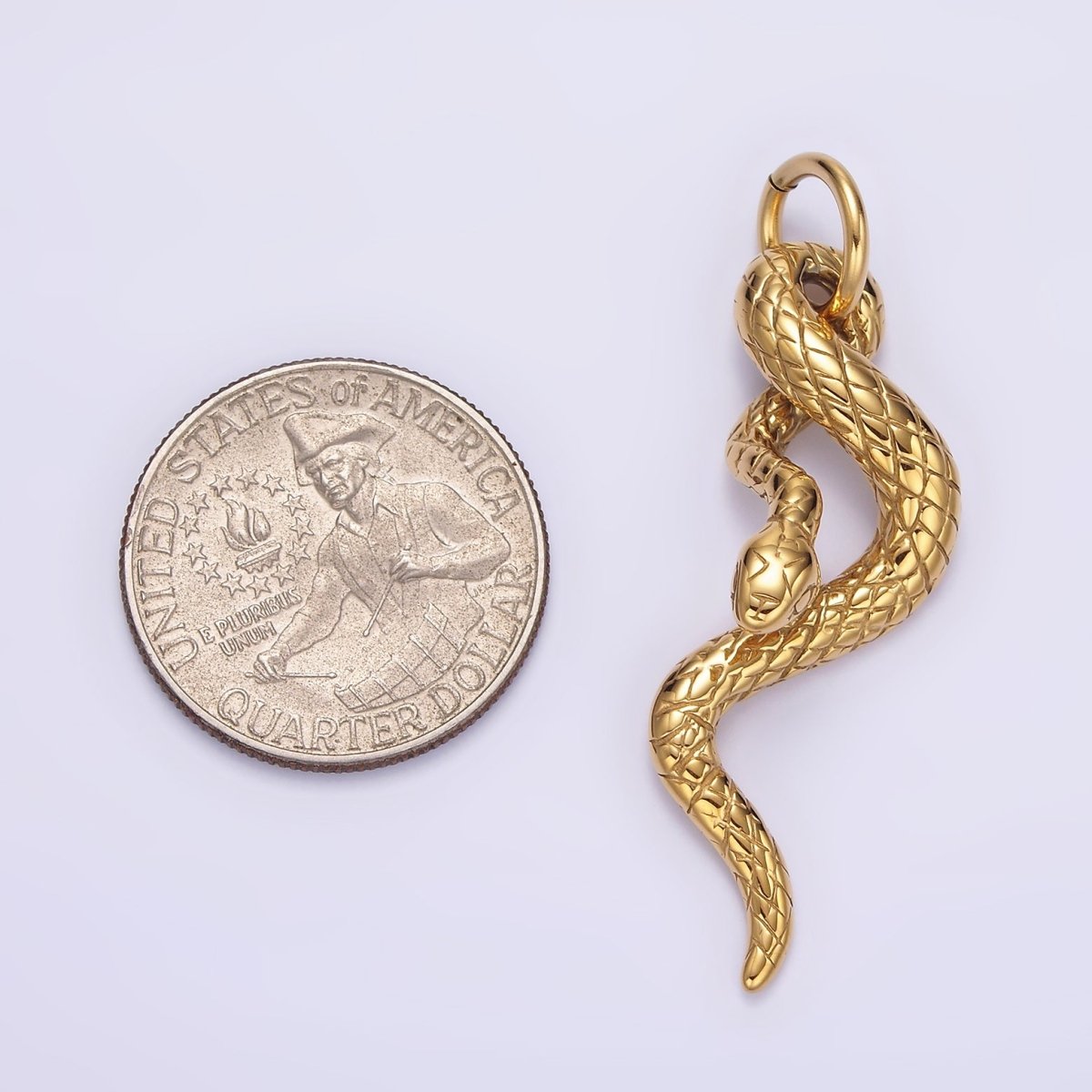 Stainless Steel 50mm Textured Slithering Snake Serpent Pendant | P-750 - DLUXCA