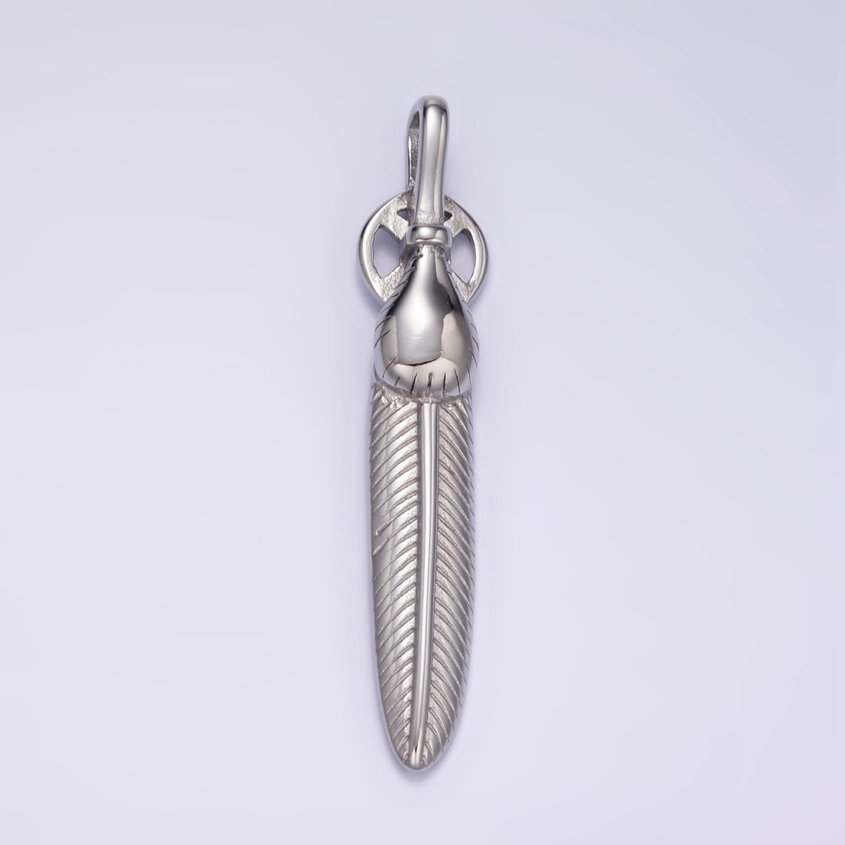 Stainless Steel 55mm Feather Charm Long Statement Tribal Pendant | P1428 P1429