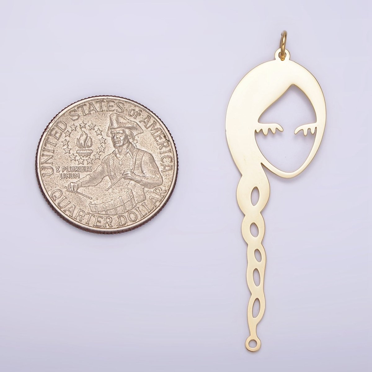 Stainless Steel 55mm Open Braided Hair Girl Portrait Cameo Charm | P1233 - DLUXCA
