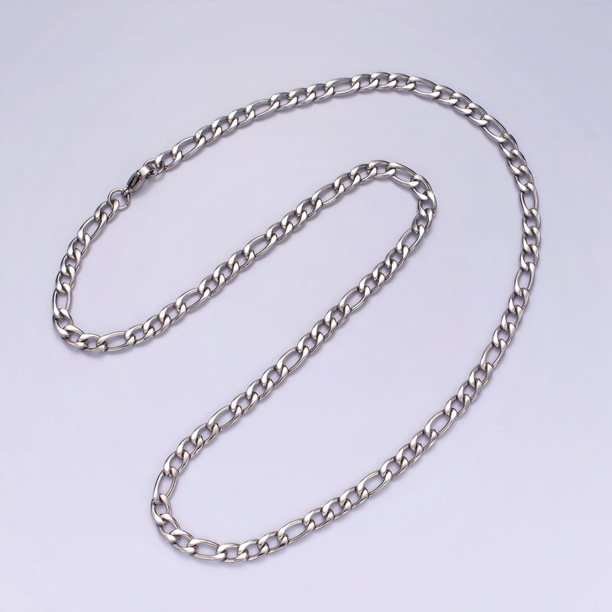 Stainless Steel 5mm Figaro 20 Inch, 22 Inch, 24 Inch Layering Chain Necklace | WA-2271 - WA-2273 Clearance Pricing