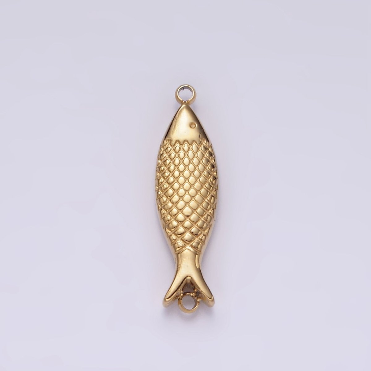 Stainless Steel 6mm Fish Scale-Textured Connector in Gold & Silver | P1343