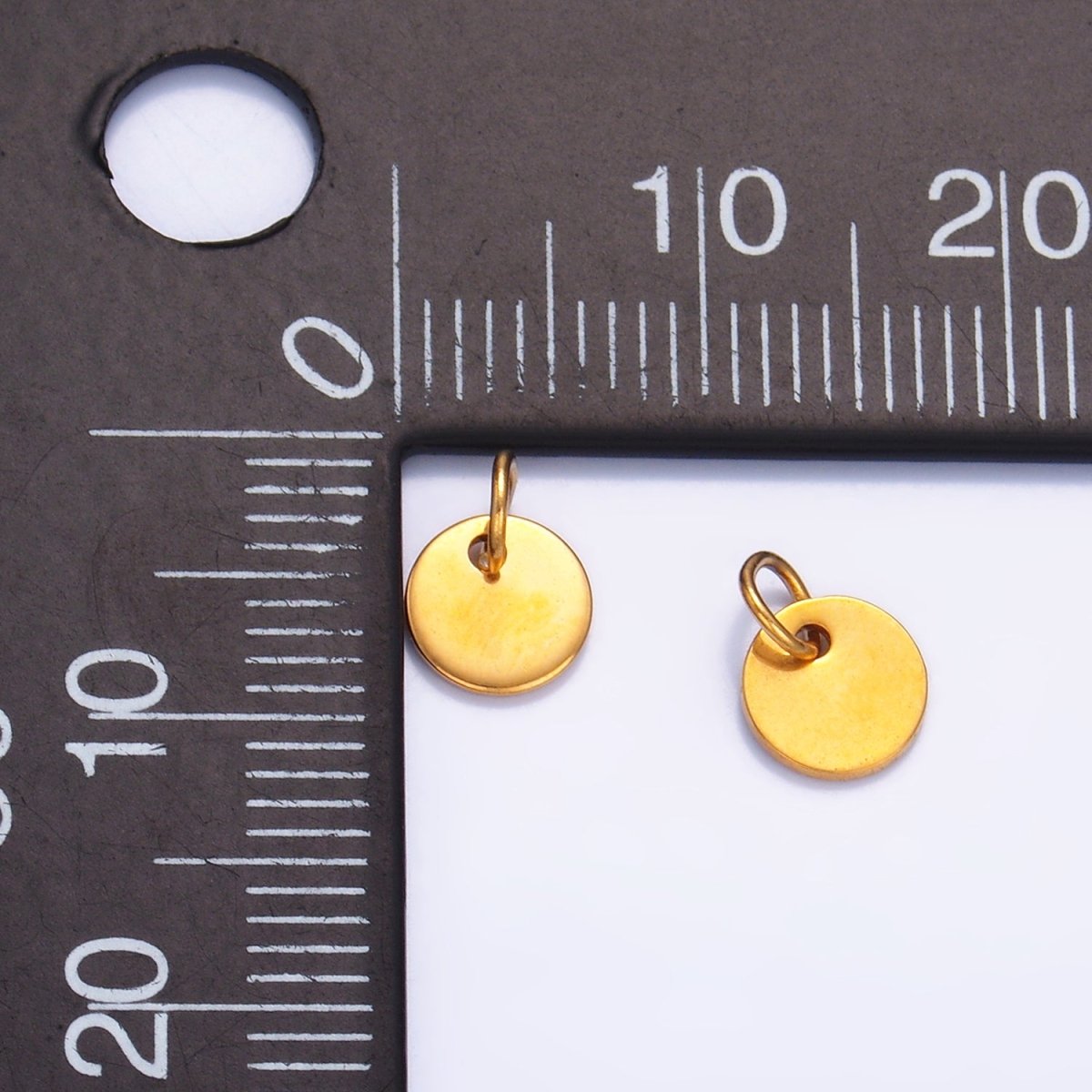 Stainless Steel 6mm Round Minimalist Logo Mini Charm Set by 10 Pieces | P657 - DLUXCA