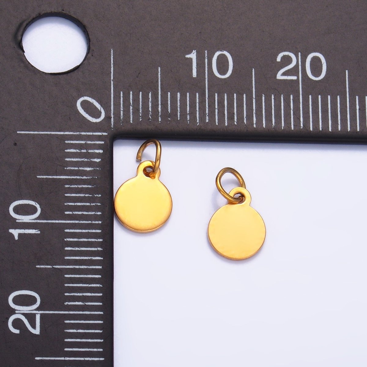 Stainless Steel 6mm Round Minimalist Logo Mini Charm Set by 10 Pieces | P659 - DLUXCA