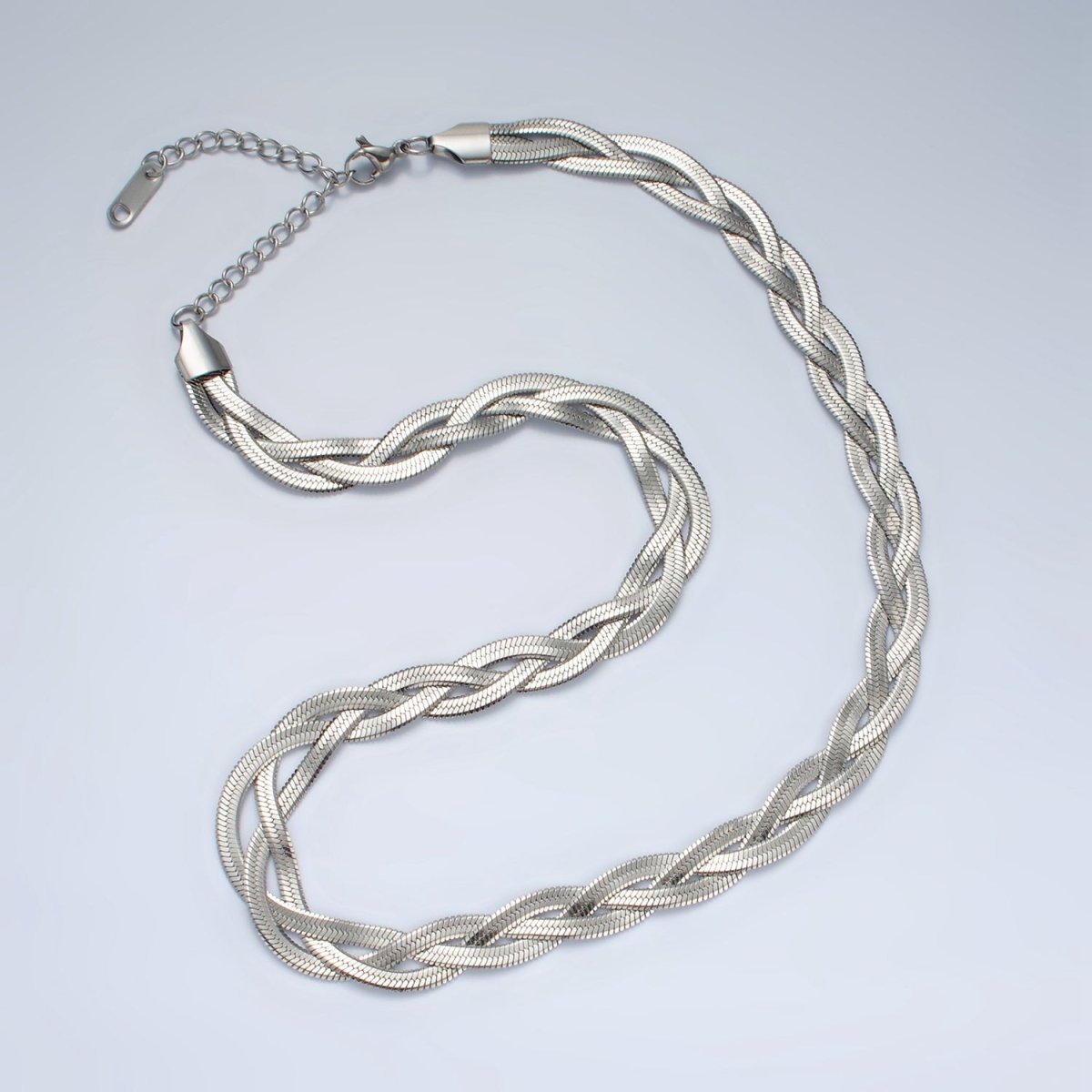 Stainless Steel 7.6mm Triple Herringbone Chain Necklace in Gold, Silver, Mixed Metal | WA-2530 ~ WA-2532