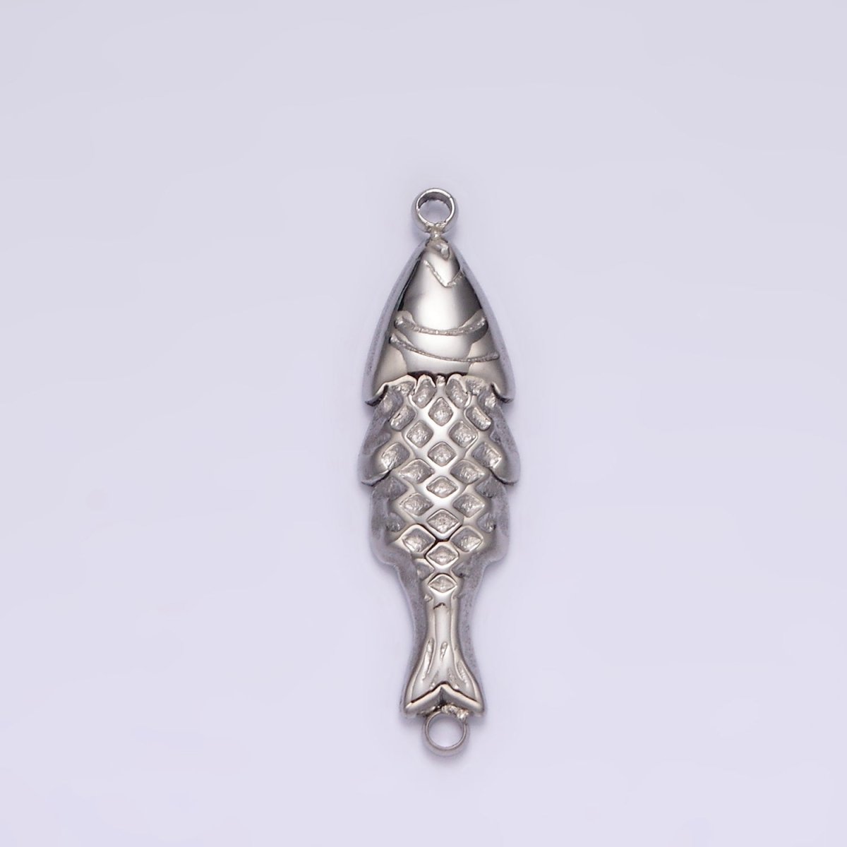 Stainless Steel 7mm Fish Scale-Textured Minimalist Connector in Gold & Silver | P1344