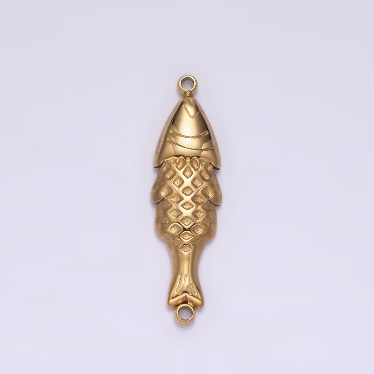 Stainless Steel 7mm Fish Scale-Textured Minimalist Connector in Gold & Silver | P1344