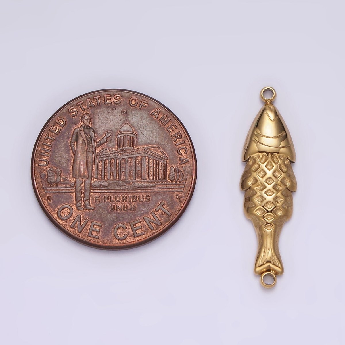 Stainless Steel 7mm Fish Scale-Textured Minimalist Connector in Gold & Silver | P1344